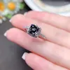 Cluster Anneaux Asscher Gray 1ct Moisanite Ring Sterling Sier Ladies Mariage Party Love Encounter Gift Bijoux Designer