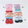 Chat Costumes Antidérapant Pattes Dirts Away Facile Lavage Chien Chaussettes Chaussettes Pet Mignon 4 Pcs / Set Intérieur Doux Qualité Coton Chaud Dh0335 Drop Del Dh27D