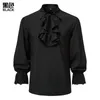 Men's Casual Shirts PARKLEES Men Pirate Shirt Halloween Vampire Renaissance Victorian Steampunk Gothic Ruffled Cosplay Costume Clothing