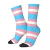 Calzini da uomo Cool Transgender Pride Flag Print Merchandise Primavera Autunno Inverno Caldo Lungo Traspirante Regalo per donna Uomo