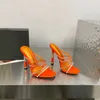 スクエアヘッドフラッシュドリル装飾ハイヒールキャットウォークサンダル 105 ミリメートルヒールの高さ尖ったヘッドとオープントゥの靴女性用ハイヒール工場靴ボックス付き