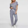 Tracksuits New Outdoor Sports Women's Gym Running Set Two Piece Solid Long Sleeve Sportswear P230531