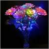 Decorative Flowers Wreaths Simation Luminous Rose Creative Valentines Day Gift Led Lighted Romantic Colorf Party Favors Vtky2318 D Dhq9K