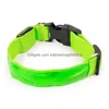 Dog Collars Leashes 4 Colors Cat Pet Colorf Light Flashing Safety Adjustable Collar Solid Color Led Reflective Antilost Dh0272 Dro Dhqv4