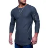 Men's T Shirts Fashion Brand 2023 Elastic T-shirt Men Solid O-Neck Long Sleeve Tees Slim Male Long-sleeved Arm Zipper Tops