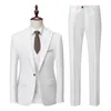 Men's Suits ( Jacket Vest Pants ) Solid Color Business Men's Suit Set For Groom Wedding Party Tailcoat