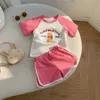 2023 été enfants survêtement mignon dessin animé filles garçons 2 pièces ensembles lettre imprimé à manches courtes t-shirt shorts enfants tenues bébé infantile vêtements décontractés