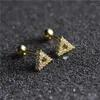 Stud Earrings European And American Fashion Elegant Small Triangle Geometric Inlaid With Zircon Women Daily Matching Jewelry