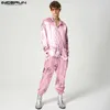 Męskie spodnie Inderun Mężczyźni Jumpsuits kwiat drukowania ulicy Lapel Zipper Długie rękaw Casual Rompers 2023 Modna wypoczynek Mężczyźni Overasll S-5xl L230520