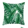 Federa Cuscino Divano Casa Federa 45X45 Cm Foglia Verde Stampa Semplice Veet Er Soggiorno Letto Decor Pianta Tropicale Goccia Deliv Dhyeu