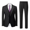 Men's Suits ( Jacket Vest Pants ) Solid Color Business Men's Suit Set For Groom Wedding Party Tailcoat