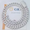 Diamond Geslaagd Test 18mm 18-24 inch 925 Sterling Zilver 4 Rijen Moissanite Cubaanse Collier Armband Voor vrouwen/Mannen Leuk Cadeau