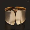 Bangle Women Fashion Punk Alloy Wide Spring Costume Gold Color Bracelets & Bangles Metal Statement Jewelry