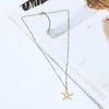 Hänge halsband söt sjöstjärna form 18 k äkta guldpläterad rostfritt stål gyllene halsband för kvinnliga smycken
