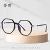 Solglasögon ramar nya polygonala anti Blue Light Plain Glasses TR90 Eyeglass Frame Fashionable Flat Lens