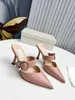 Slipper slides designer shoes women's sandals imported sheepskin fabric elegant and exquisite pointed high heels genuine leather soles with a heel height of 8.5cm