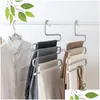 Hangers Racks Stainless Steel Mti Functional Magic Space Saving Clothing For Closet Organizers Jeans Scarf Trouser Tie Towel Drop Dhfw9