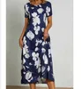 Kleider Sommerkleid Damen Sommer Sexy Midi Plus Size Casual Lose Kurzarm Bedrucktes Langes Kleid P230530