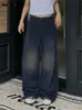 Bleu jean pour femmes 2023 nouvelle mode printemps décontracté ample faire vieux taille basse jean Chic droit pleine longueur Y2k pantalon