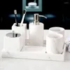 Badtillbehör set badrum fem bit marmor ljus lyx tvätt toalettförsörjning högkvalitativ munkoppshylla