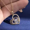 Pendant Necklaces Trendy Love Heart-Shaped Necklace For Women Luxury Full Zirconia Crystal Choker Wedding Jewelry Valentine Girls Gifts