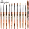 Zestawy Bqan Nowe 10pcs Rose Gold uchwyt paznokcie paznokcie UV żelowy obraz Pen Pen Pen Acryl Rysunek szczotka do paznokci