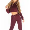 Tracksuits 2 Pieces Autumn Women's Sports Fitness Set Hooded Winter Top Running Shirt Gym Övning 2020 NY P230531