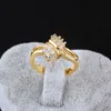 Band Ringen 100 14K Gold Diamond Charm Lady Ringen voor Vrouwen Bohemen Engagement Onregelmatige Aros Mujer Oreja 14 K Gouden Sieraden J230531