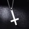 Colares com Pingente Cruz Reversa Masculino Colar Aço Inoxidável Crucifixo Suave Personalidade Acessórios Masculinos