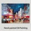 Canvas Art Willem Haenraets Painting Handmade Modern Impressionist Oil Painting of Street in City View for Office Wall Decor