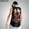 Men's Tank Tops Japanese Style Samurai Tank Tops Fashion Sleeveless Shirt Sportswear Vest Casual Singlet Plus Size Mesh Tops Hip Hop Men 230531