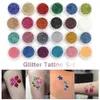 Tattoos 45Pcs Color 125 Templates Set Flash Diamond Glitter Flash Powder For Temporary Tattoo Set Kids Face Body Painting Art Tools Suit