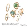 Band Rings IPARAM Elegant Emerald White Manmade Rings Set for Women Vintage Crystal Geometric Finger Ring Fashion Jewelry J230531