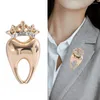 Brooches Female Fashion White Crystal Cute Tooth For Women Luxury Yellow Gold Silver Color Alloy Geometry Brooch Safety Pins