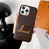 Étui de téléphone de poche de carte de lettre classique de broderie 3D pour iPhone 14 13 12 Pro Max coque arrière en cuir coque de Protection antichoc motif célèbre