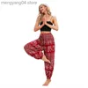 Spodnie damskie Capris Women Pants Boho Vintage Print Loose Yo-Ga Spodnie Hippie Spodnie taneczne Belly Spodnie Workowane legginsy sportowe T230531