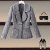 Costumes pour femmes 2023 mode court Tweed laine manteau femmes boucle unique Blazers automne hiver petit costume veste femme mince hauts poche