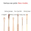 Trimmers 7pcs Nettoyeur d'oreille outil de retrait de cire Papette des bâtons d'oreille Remover Curette Pick Pick Nettoyage Nettoyage de l'oreille Spoon Soins de santé