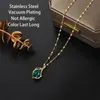 Pendant Necklaces New Light Luxury Green Crystal Stainless Steel For Women Fashion Sexy Female Chain Jewelry