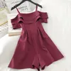 Tute da donna 2023 Summer Women Playsuits Blending Double Deck Ruffles Sexy Backless Lace Up Loose Leg Pagliaccetto Tuta