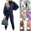 Tracksuits Autumn Winter 2-piece Women's Track and Field Suit Long Sleeve Zipper Warm Hoodie+Jogging Pants Solid Sportswear Set P230531