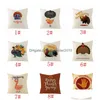 Pillow Case Thanksgiving Linen Pillowcase Turkey Cushion Er Happy Letter Print Sofa Throw Home Car Dbc Drop Delivery Garden Textiles Dh94Y