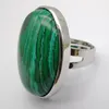 Cluster Rings Green Malachite Stone Oval Bead GEM Finger Ring Jewelry Size 8-9 X116