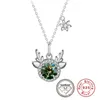 Chaîne en argent Sterling 925 Moissanite, pendentif pour femmes, pendentif d'élan de noël, bijoux de laboratoire en diamant