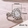 Anéis de banda 2023 novo anel de zircônio redondo de broca completa anel de festa de noivado de luxo feminino F1770 J230531