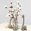 Decorative Flowers 2PCS Cotton Bouquet White Home Ornament Branch Bridesmaid And Decor Fake Flower