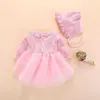 Robes de fille printemps princesse enfant en bas âge bébé filles body mignon broderie body robe florale pour les filles avec chapeau couleur