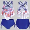 Stroje kąpielowe Kobieta w Bikini Swimsuit 2020 Bikini Pushup Wyściełany bikini nakładki Octopus Print Founce High Talist Tankini Kącik kąpielowy