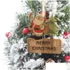 クリスマスの装飾ツリー飾り木製ペンダント漫画サンタクロース雪だるまベアクリスマスハンギングデコレーションウッドクラフトパーティーDH1VJ