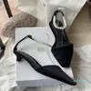 Designer-Vrouwen Schoenen Toteme Parel Satijn Pumps Zwart Enkelbandje Italië 3.5cm Hoge Hak Europese Maat 35-40 Originele Doos Echte Foto's